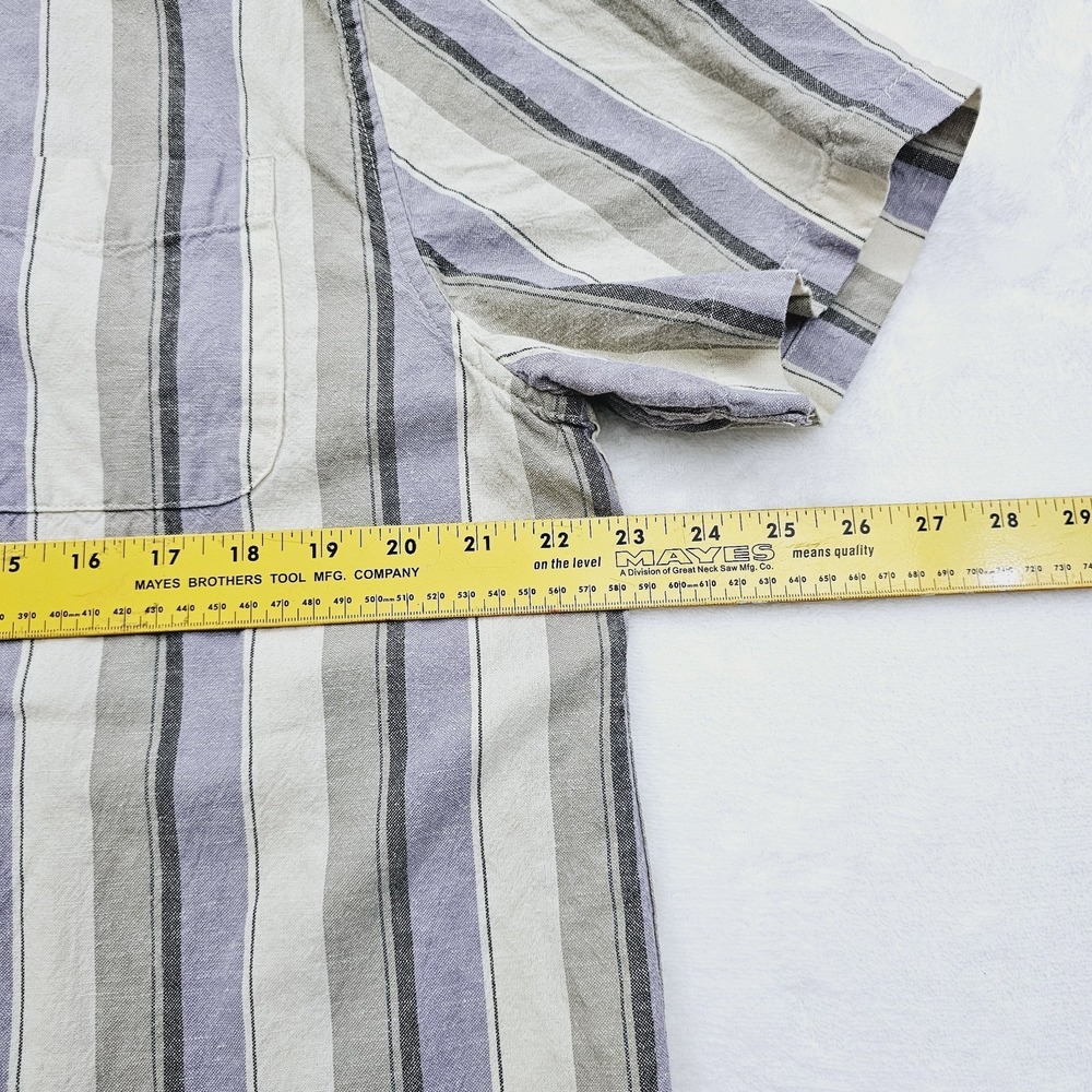 Katin Shirt Mens Large Striped Short Sleeve Button Up Cotton Linen Summer Beach - Picture 5 of 9